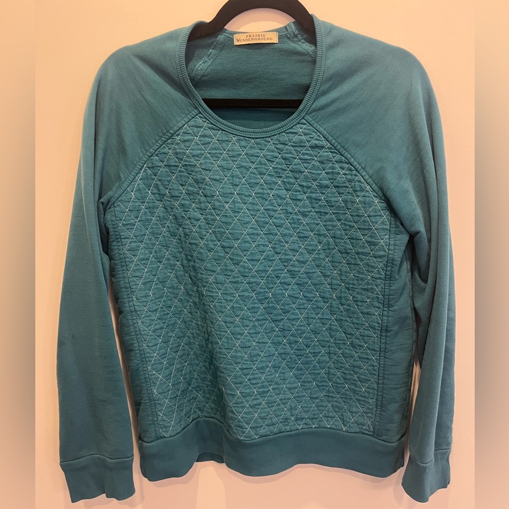 Prairie Underground Teal Quilted Sweatshirt, Small